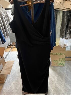 Black Sleeveless Wrap-Front Dress